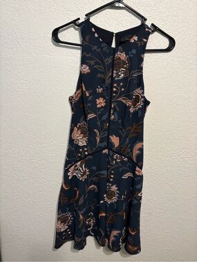 Adelyn Rae Navy Floral Cutout Mini Dress, Size XS